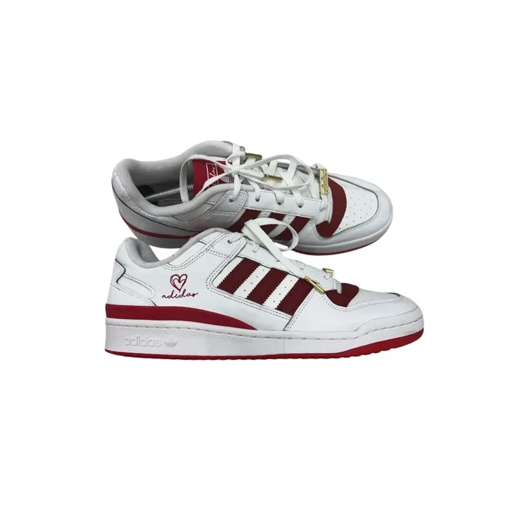 MENS ADIDAS FORUM LOW CLASSIC VALENTINES DAY HEART WHITE / RED SZ 12